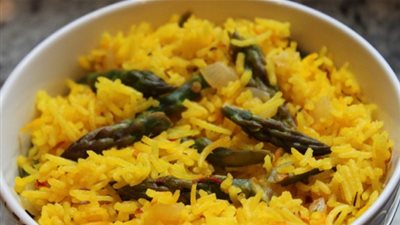 طريقة تحضير أرز الزعفران على البخار‏