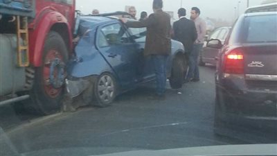 حادث تصادم يتسبب في توقف حركة المرور أعلى دائري المريوطية 