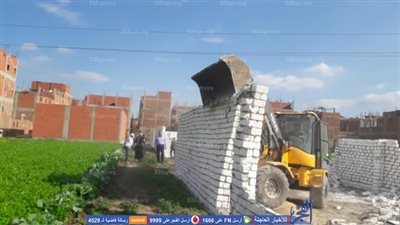 إزالة 12 حالة تعدي علي الأراضي الزراعية بالقناطر الخيرية (صور)