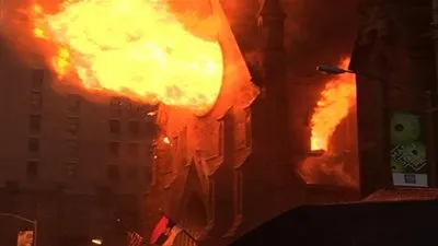 عاجل.. حريق هائل في كنيسة مارجرجس بميت غمر