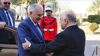 العبادي يستقبل يلدريم في مقر رئاسة الوزراء ببغداد