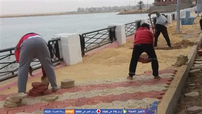 حي السويس ينتهي من الأعمال النهائية لتطوير الكورنيش القديم (صور)