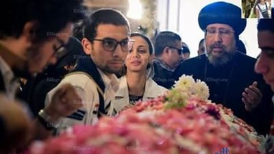 4 اساقفة يتبالون الصلاة على علي جثمان الشهيدة دميانة امير 