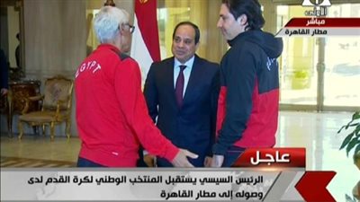 حديث جانبي بين السيسي وكوبر في مطار القاهرة