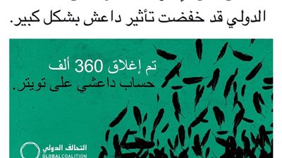 التحالف: إغلاق 360 ألف حساب داعشي بتويتر 