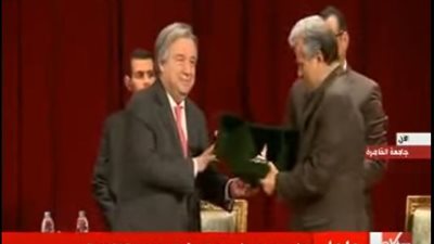 جابر نصار يكرم الأمين العام للأمم المتحدة (فيديو) 