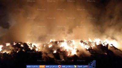 عاجل.. نشوب حريق هائل في مخزن قش بمدينة قها (صور)