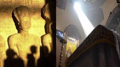 لحظة تعامد الشمس على وجه تمثال رمسيس الثاني في أبو سمبل (فيديو)