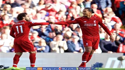 محمد صلاح يحتفل بفوز ليفربول على برايتون مع 
