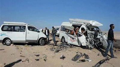 مصرع شخصين وإصابة ٢ آخرين في حادث تصادم بطريق الجلالة - السخنة