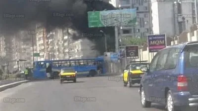 حريق داخل موقف أتوبيسات 