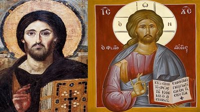 كنيسة روساء الملاكة للروم الأرثوذكس توضح أيقونة المسيح يحمل 