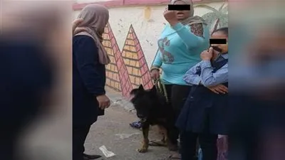 ولية أمر تستعين بكلب بوليسي لأخذ حق ابنتها من أمام المدرسة 