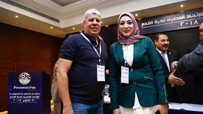 صور فرحة فوز أحمد شوبير ودينا الرفاعي في انتخابات اتحاد الكرة