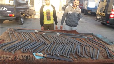 ضبط عاطلين سرقا حديد تسليح كوبري أبو وافية في الشرابية