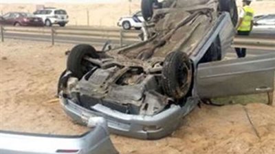 إصابة 5 أشخاص في انقلاب سيارة أعلى الطريق الدائري بمنطقة ناهيا
