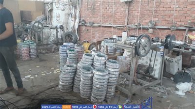 ضبط مصنع لإنتاج الأسلاك الكهربائية من مواد مجهولة المصدر بالبساتين (صور)