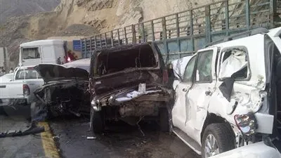 إصابة 7 أشخاص في تصادم 5 سيارات أعلى كوبري طوخ بالقليوبية