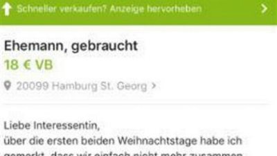 سيدة ألمانية تعرض زوجها للبيع بعد مرور 7 أعوام علي زواجهما 