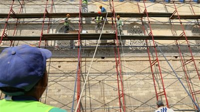 تعرف على أعمال الترميم الجارية في جامع الظاهر بيبرس 
