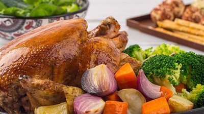 حضري الدجاج المشوي بالخضار 