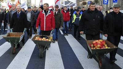 المزارعون البولنديون ينظمون مسيرة لاستئناف التجارة مع روسيا 