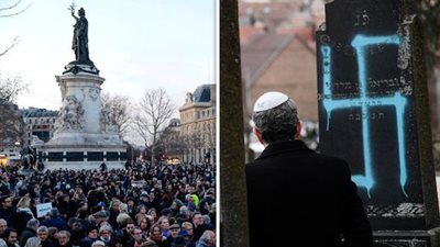 مظاهرات فى فرنسا ضد موجة من الهجمات المعادية لليهود