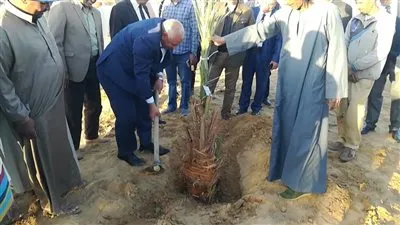 محافظ الوادي الجديد يضع حجر أساس إنشاء مزرعة نخيل بالداخلة على مساحة 400 فدان