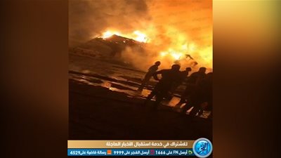 اللقطات الأولى لحريق المركبين بالسويس (فيديو)