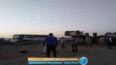 انقلاب مقطورة على طريق الفيوم (صور)