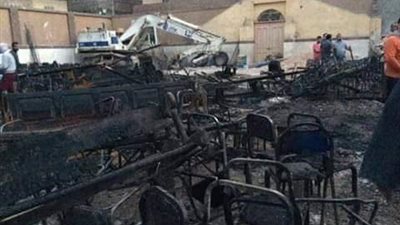 مطرانية مطاي تكشف تفاصيل حريق مخيم الصلاة بكنسية مارجرجس في المنيا
