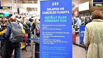 اضراب 1400 طيار فى خطوط ساس الاسكندنافية عن العمل