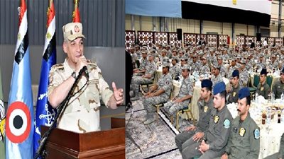 وزير الدفاع يلتقي مقاتلي القوات الجوية وطلبة الكلية ويشاركهم تناول الإفطار