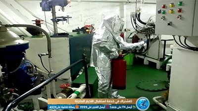 تنفيذ مناورة حريق على القاطرة 