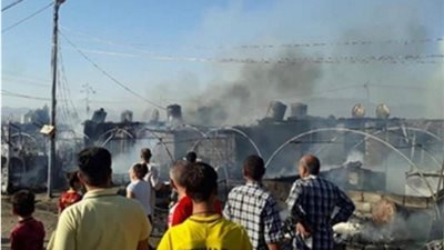 حريق في مخيم للنازحين الإيزيديين شمالي العراق  