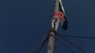 قلعة قايتباى تتزين بعلم شعار الجمهورية (صور)