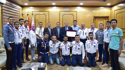 جامعة بني سويف تكرم منتخب الجوالة لحصوله على المركز الأول على مستوى الجامعات