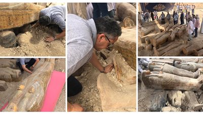 خاص لبوابة الفجر| شاهد.. 26 تابوتًا حتى الآن في خبيئة العساسيف بالأقصر