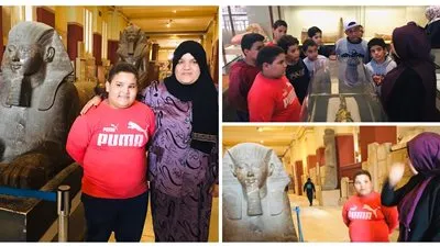 بدعوة من وزير الآثار.. جولة للطفل علي صبرة في المتحف المصري