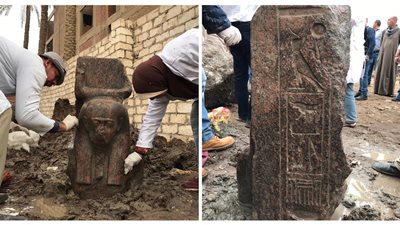 كتل حجرية وتمثال نادر.. الصور الأولى للكشف الأثري الجديد بميت رهينة