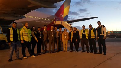 احتفال مصرللطيران بوصول أول رحلة لشركة Asiana الكورية لمطار القاهرة