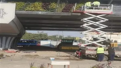 تفاصيل تزيين كباري مصر الجديدة بنباتات الزينة (فيديو)