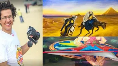 رميح يتألق في معرض فناني الآثار بلوحة العائلة المقدسة والتنورة 