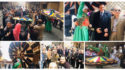 شاهد.. التنورة تشعل شارع المعز في يوم الوفاء للأثريين (فيديو)