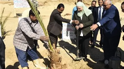 وزيرة التضامن تبدأ زيارتها للوادي الجديد بغرس نخلة