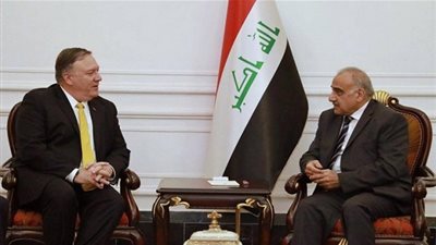 عبد المهدي يؤكد لبومبيو: من المهم أن نعمل على تهدئة المنطقة
