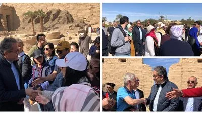 فرنسيون يسألون عن سر تغير واجهة معبد الأقصر.. ووزير السياحة والآثار يجيب