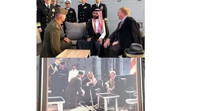 سفير المملكة بالبحرين يلتقط صورة مع حفيد الرئيس روزفلت