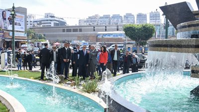 محافظ الإسكندرية يفتتح أعمال تطوير نافورة ميدان سيدي جابر 