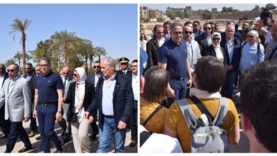 جولة تفقدية لوزراء السياحة والصحة والطيران بمعبد الكرنك